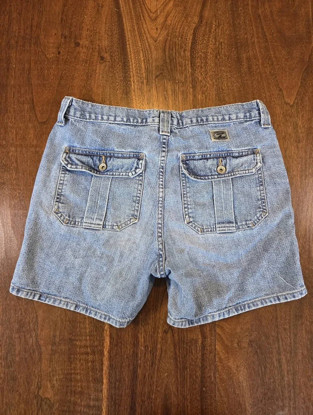 90s Z Cavaricci Denim Shorts Workwear Inspired Chunky Button Flap Pocket Size 29